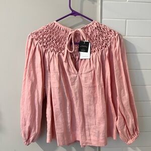 Innika Choo Pink Linen Blouse, Size 0, BNWT